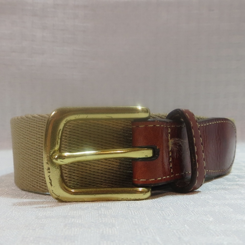 Men's Lands End 36/90  Leather Twill Belt